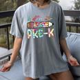 Hello Pre-K Pencil Teacher Student Tie Dye Women's Comfort Colors T-Shirt Gray
