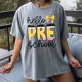 Hello Pre-K Preschool Back To School First Day Teacher Kids Women's Comfort Colors T-Shirt Gray