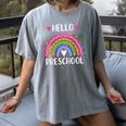 Hello Preschool Teacher Student Girls Rainbow Back To School Women's Comfort Colors T-Shirt Gray Hello Preschool Teacher Student Girls Rainbow Back To School Women's Comfort Colors T-Shirt Gray
