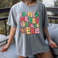 In My Holly Xmas Jolly Teacher Era Teacher Vibes Christmas Women's Comfort Colors T-Shirt Gray In My Holly Xmas Jolly Teacher Era Teacher Vibes Christmas Women's Comfort Colors T-Shirt Gray