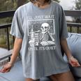 I'Ll Just Wait Until It's Quiet Skeleton Halloween Teacher Women's Comfort Colors T-Shirt Gray