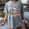 I'Ll Just Wait Until It's Quiet Skeleton Teacher Christmas Women's Comfort Colors T-Shirt Gray