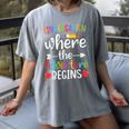 Kindergarten Where The Adventure Begins Shirt Children's Teacher Women's Comfort Colors T-Shirt Gray Kindergarten Where The Adventure Begins Shirt Children's Teacher Women's Comfort Colors T-Shirt Gray