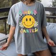 Kindergarten Squad Smile Face Teachers Kids Back To School Women's Comfort Colors T-Shirt Gray Kindergarten Squad Smile Face Teachers Kids Back To School Women's Comfort Colors T-Shirt Gray