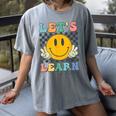 Let's Learn Today Smile Face Back To School For Teacher Kids Women's Comfort Colors T-Shirt Gray