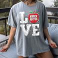 LOVE Kindergarten Teacher Student School Apple Women's Comfort Colors T-Shirt Gray LOVE Kindergarten Teacher Student School Apple Women's Comfort Colors T-Shirt Gray