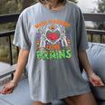 Math Teacher Love Brain Heart Skeleton Hand Zombie Halloween Women's Comfort Colors T-Shirt Gray
