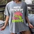 Math Teachers Love Brains Zombie Teacher School Halloween Women's Comfort Colors T-Shirt Gray