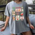 Merry And Bright Christmas Gingerbread Santa Book Teacher Women's Comfort Colors T-Shirt Gray