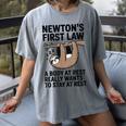 Newtons First Law Physics Jokes Science Teacher Women's Comfort Colors T-Shirt Gray