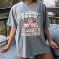 In October Pre-K Teachers Wear Pink Ribbon Breast Cancer Women's Comfort Colors T-Shirt Gray