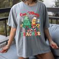 One Merry Teacher Groovy Christmas Tree Pjs Xmas Teacher Women's Comfort Colors T-Shirt Gray One Merry Teacher Groovy Christmas Tree Pjs Xmas Teacher Women's Comfort Colors T-Shirt Gray