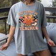 One Thankful Teacher Thanksgiving Retro Groovy Fall Teachers Women's Comfort Colors T-Shirt Gray One Thankful Teacher Thanksgiving Retro Groovy Fall Teachers Women's Comfort Colors T-Shirt Gray