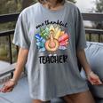 One Thankful Teacher Turkey Pencil Thanksgiving Teachers Women's Comfort Colors T-Shirt Gray One Thankful Teacher Turkey Pencil Thanksgiving Teachers Women's Comfort Colors T-Shirt Gray