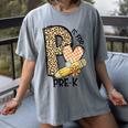P Is For Pre K Teacher Leopard First Day Of School For Men Women Girls Kids Women's Comfort Colors T-Shirt Gray P Is For Pre K Teacher Leopard First Day Of School For Men Women Girls Kids Women's Comfort Colors T-Shirt Gray