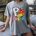 P Is For Pre-K Teacher Pencil Apple Back To School Women's Comfort Colors T-Shirt Gray