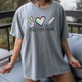 Peace Love Learn Tie Dye Teacher Kids 100th Days Of School Women's Comfort Colors T-Shirt Gray Peace Love Learn Tie Dye Teacher Kids 100th Days Of School Women's Comfort Colors T-Shirt Gray