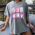 Preppy Spooky Teacher Halloween Ghost Coquette Bow Autumn Women's Comfort Colors T-Shirt Gray