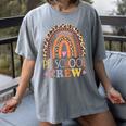 Preschool Crew Cute Leopard Rainbow Back To School Teachers Women's Comfort Colors T-Shirt Gray