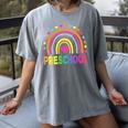 Preschool Rainbow Girls Boys Kids Teacher Back To School Women's Comfort Colors T-Shirt Gray