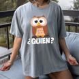 Quien Who Owl Spanish Teacher Women's Comfort Colors T-Shirt Gray Quien Who Owl Spanish Teacher Women's Comfort Colors T-Shirt Gray