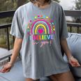 Rainbow I Believe In You Teacher Testing Day Women's Comfort Colors T-Shirt Gray