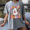 Read More Books Groovy Halloween Teacher Women Women's Comfort Colors T-Shirt Gray