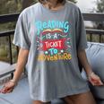 Reading Adventure Library Student Teacher Book Women's Comfort Colors T-Shirt Gray