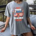 Red & Blue Teacher Crew Shirt 4th Of July Sunglasses Women's Comfort Colors T-Shirt Gray Red & Blue Teacher Crew Shirt 4th Of July Sunglasses Women's Comfort Colors T-Shirt Gray