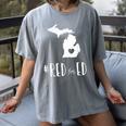 Red For Ed Michigan Teacher Public Education Women's Comfort Colors T-Shirt Gray Red For Ed Michigan Teacher Public Education Women's Comfort Colors T-Shirt Gray