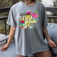 Retro First Grade Teacher Disco Ball Coquette Back To School Women's Comfort Colors T-Shirt Gray Retro First Grade Teacher Disco Ball Coquette Back To School Women's Comfort Colors T-Shirt Gray