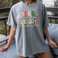 Retro Merry Teacher Bright Students Christmas Teacher Women's Comfort Colors T-Shirt Gray Retro Merry Teacher Bright Students Christmas Teacher Women's Comfort Colors T-Shirt Gray