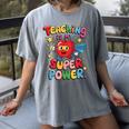 Retro Teaching Is My Superpower Apple Teacher Appreciation Women's Comfort Colors T-Shirt Gray Retro Teaching Is My Superpower Apple Teacher Appreciation Women's Comfort Colors T-Shirt Gray