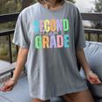 Second Grade Team Heart Teacher Student Back To School Girls Women's Comfort Colors T-Shirt Gray