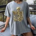 Skeleton Book Floral Skull Halloween Teacher Costume Women's Comfort Colors T-Shirt Gray Skeleton Book Floral Skull Halloween Teacher Costume Women's Comfort Colors T-Shirt Gray