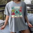 I Teach The Cutest Little Monsters Teacher Halloween Outfit Women's Comfort Colors T-Shirt Gray I Teach The Cutest Little Monsters Teacher Halloween Outfit Women's Comfort Colors T-Shirt Gray