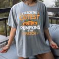 I Teach The Cutest Pumpkins In The Patch Halloween Teacher Women's Comfort Colors T-Shirt Gray I Teach The Cutest Pumpkins In The Patch Halloween Teacher Women's Comfort Colors T-Shirt Gray