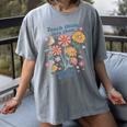 Teach Them Love Them Watch Them Grow Retro Teacher Floral Women's Comfort Colors T-Shirt Gray