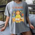 I Teach In My Pajamas Crayon Home School Teacher PJs Women's Comfort Colors T-Shirt Gray