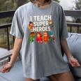 I Teach Super Heroes Teacher Women's Comfort Colors T-Shirt Gray I Teach Super Heroes Teacher Women's Comfort Colors T-Shirt Gray