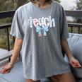 Teach Teacher Coquette Bow Pencil Back To School First Day Women's Comfort Colors T-Shirt Gray Teach Teacher Coquette Bow Pencil Back To School First Day Women's Comfort Colors T-Shirt Gray