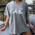 Teacher Blue Chinoiserie Coquette Bow Heart Teacher Life Women's Comfort Colors T-Shirt Gray Teacher Blue Chinoiserie Coquette Bow Heart Teacher Life Women's Comfort Colors T-Shirt Gray