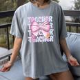 Teacher Bow Pencil Flowers Teacher Back To School Women's Comfort Colors T-Shirt Gray