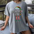 The Teacher Elf Shirt Matching Family Christmas Elf Men Women Kids Women's Comfort Colors T-Shirt Gray