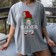 Teacher Gnome Xmas Family Matching Plaid Christmas Gnomes Women's Comfort Colors T-Shirt Gray