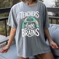 Teacher Halloween Shirt Women Men Teachers Love Brains Women's Comfort Colors T-Shirt Gray Teacher Halloween Shirt Women Men Teachers Love Brains Women's Comfort Colors T-Shirt Gray