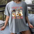 Teacher Halloween Trick Or Teach Cute Ghost Coffee Pumpkins Women's Comfort Colors T-Shirt Gray