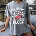 This Teacher Loves Her Flock Flamingo Teacher Class Women's Comfort Colors T-Shirt Gray This Teacher Loves Her Flock Flamingo Teacher Class Women's Comfort Colors T-Shirt Gray
