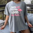 This Teacher Loves Her Flock Teaching Flamingo Girl Women's Comfort Colors T-Shirt Gray This Teacher Loves Her Flock Teaching Flamingo Girl Women's Comfort Colors T-Shirt Gray