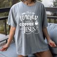 This Teacher Runs On Coffee And Jesus T Shirt Christian Tees Women's Comfort Colors T-Shirt Gray This Teacher Runs On Coffee And Jesus T Shirt Christian Tees Women's Comfort Colors T-Shirt Gray